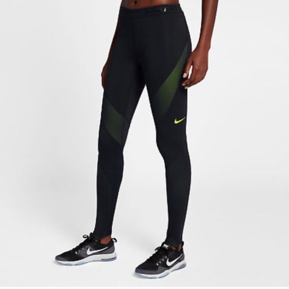 Nike pro black neon leggings